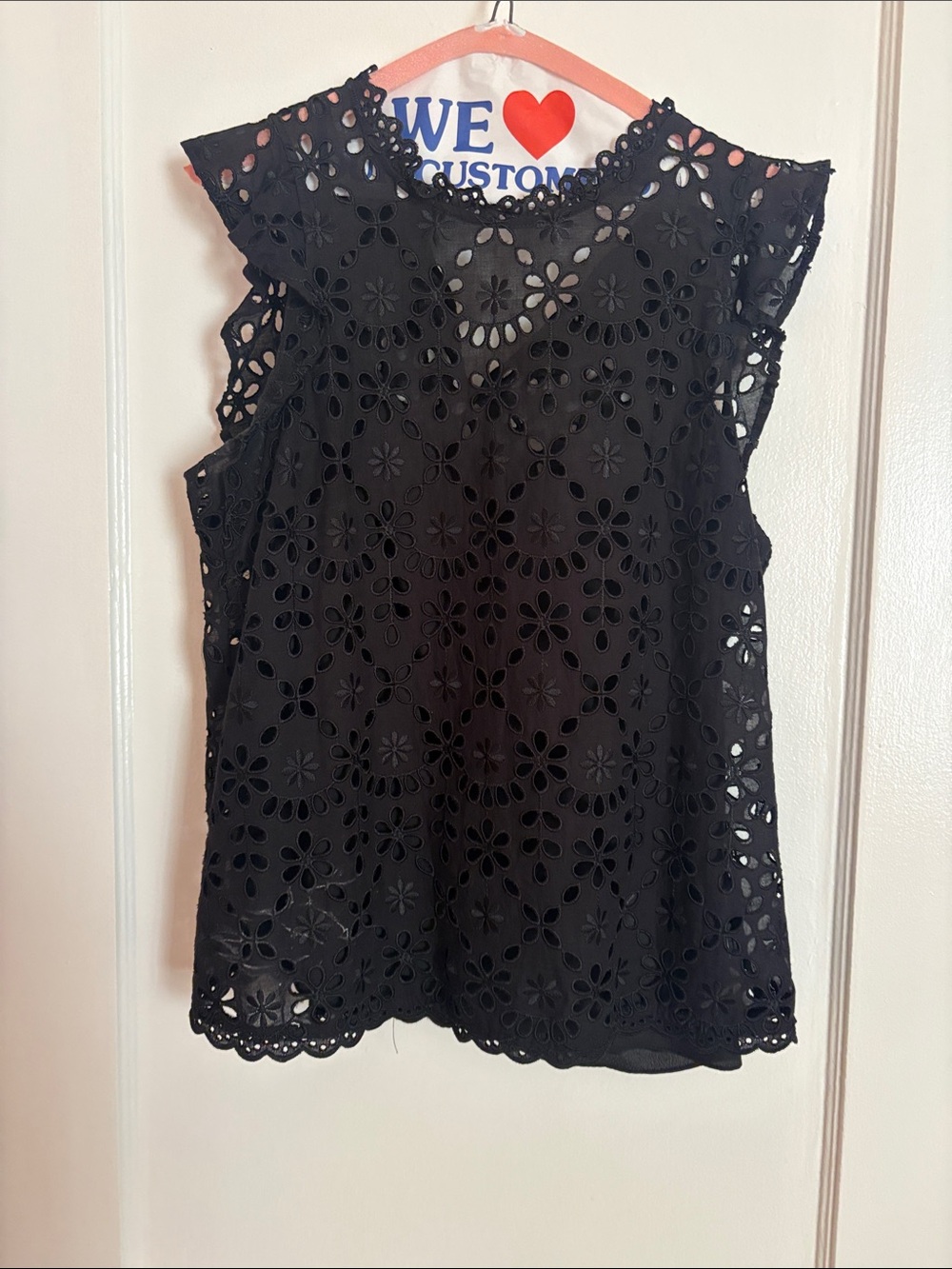 J.Crew Black Eyelet Lace Sleeveless Top - Women